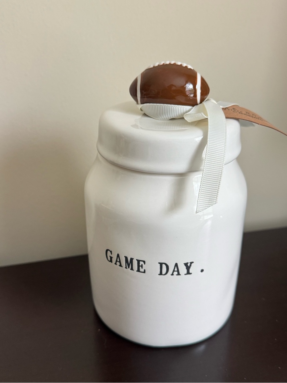 Rae Dunn "Game Day” Ceramic Jar with Football Lid